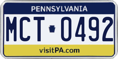 PA license plate MCT0492