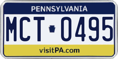 PA license plate MCT0495