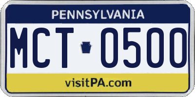 PA license plate MCT0500