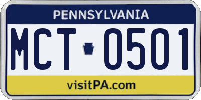 PA license plate MCT0501