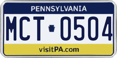 PA license plate MCT0504