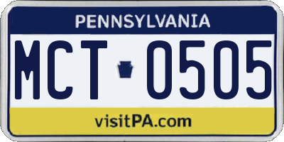PA license plate MCT0505