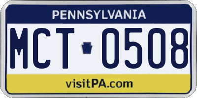 PA license plate MCT0508
