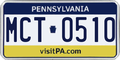 PA license plate MCT0510