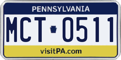 PA license plate MCT0511