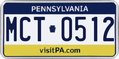 PA license plate MCT0512