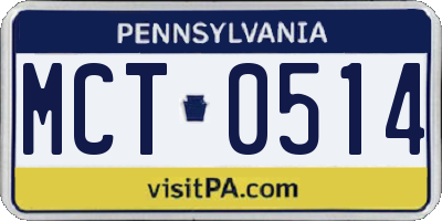 PA license plate MCT0514