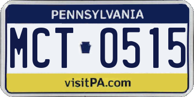 PA license plate MCT0515