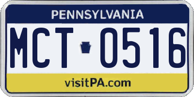 PA license plate MCT0516