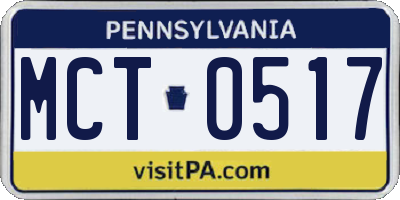 PA license plate MCT0517
