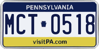PA license plate MCT0518