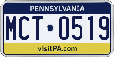 PA license plate MCT0519