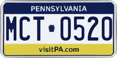 PA license plate MCT0520