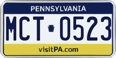 PA license plate MCT0523