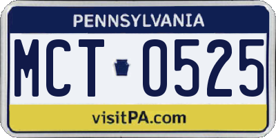 PA license plate MCT0525