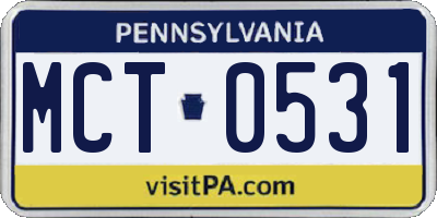 PA license plate MCT0531