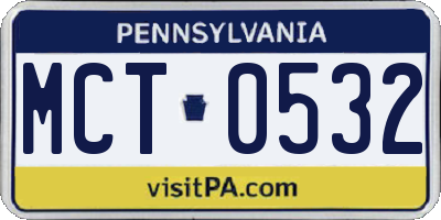 PA license plate MCT0532