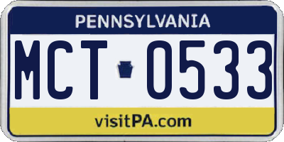 PA license plate MCT0533