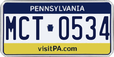 PA license plate MCT0534