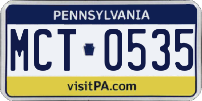 PA license plate MCT0535