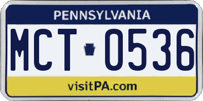PA license plate MCT0536