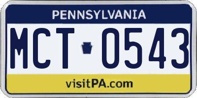 PA license plate MCT0543