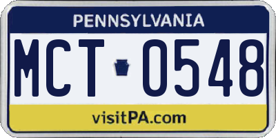 PA license plate MCT0548