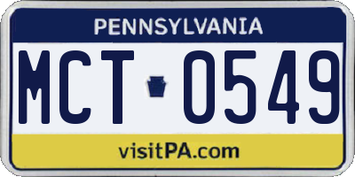 PA license plate MCT0549
