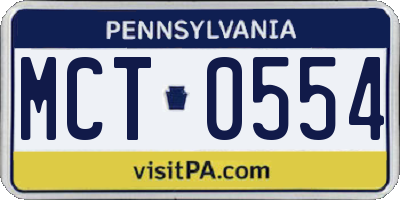 PA license plate MCT0554