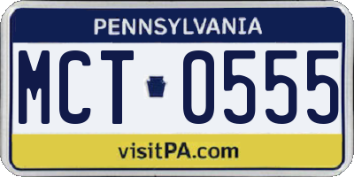 PA license plate MCT0555