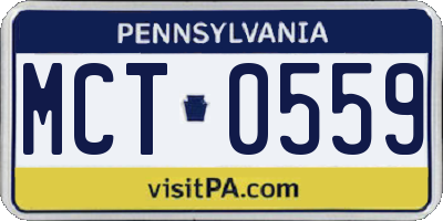PA license plate MCT0559