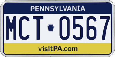 PA license plate MCT0567