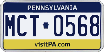 PA license plate MCT0568