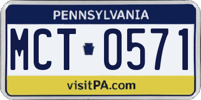 PA license plate MCT0571