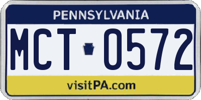 PA license plate MCT0572