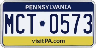 PA license plate MCT0573