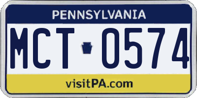 PA license plate MCT0574