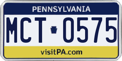 PA license plate MCT0575