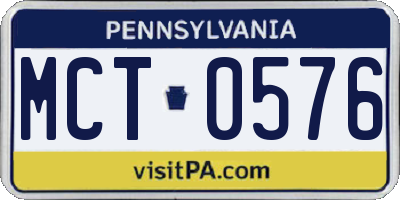 PA license plate MCT0576