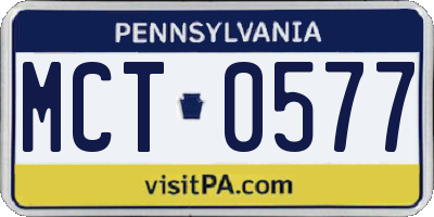PA license plate MCT0577
