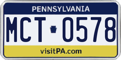 PA license plate MCT0578