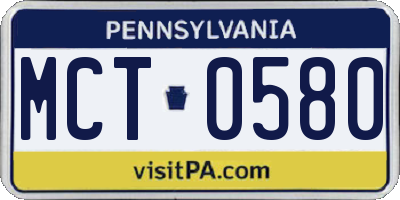 PA license plate MCT0580