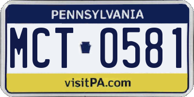 PA license plate MCT0581