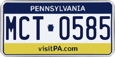 PA license plate MCT0585