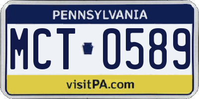 PA license plate MCT0589
