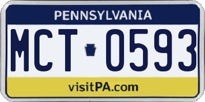 PA license plate MCT0593