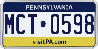 PA license plate MCT0598