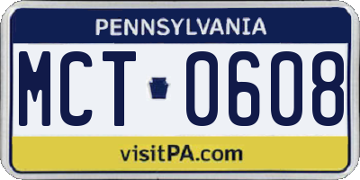 PA license plate MCT0608