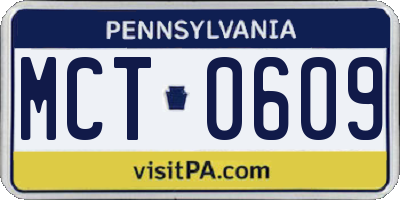 PA license plate MCT0609