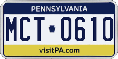 PA license plate MCT0610